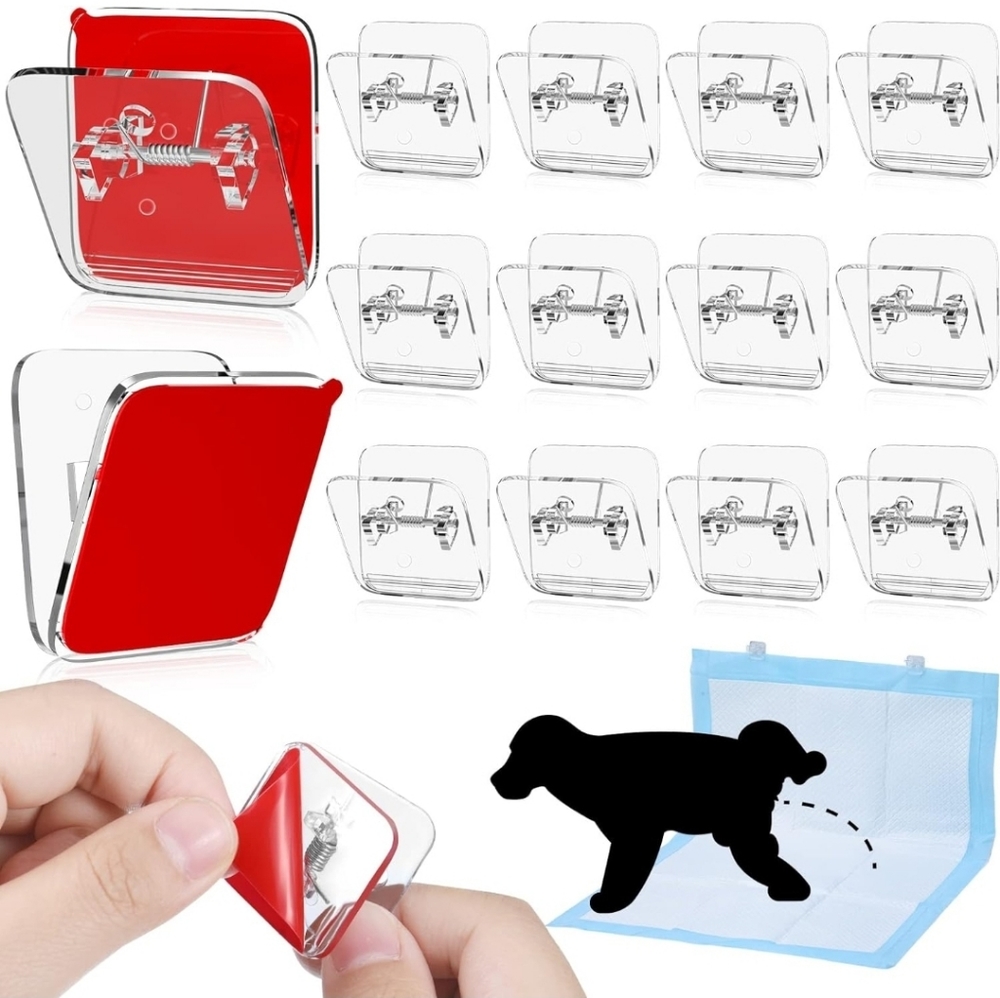 12 Pcs Wall Pee Pad Holder Dog Potty Training Pad Holder Sticky Pee Pad Wall Cli